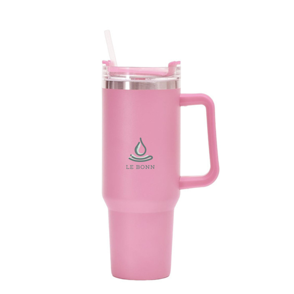 Le Bonn - Grijs - Thermosbeker met Handvat en Rietje to go