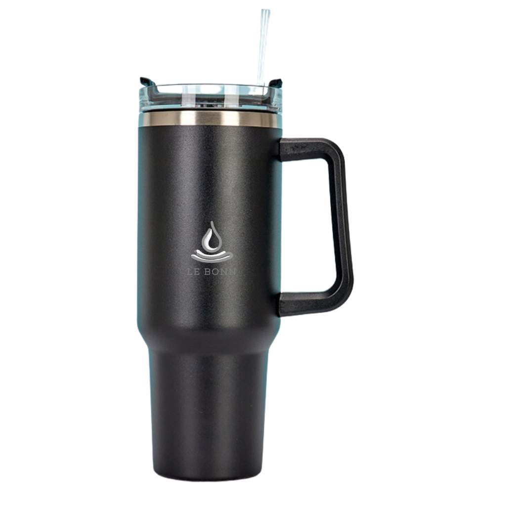 Le Bonn - Grijs - Thermosbeker met Handvat en Rietje to go
