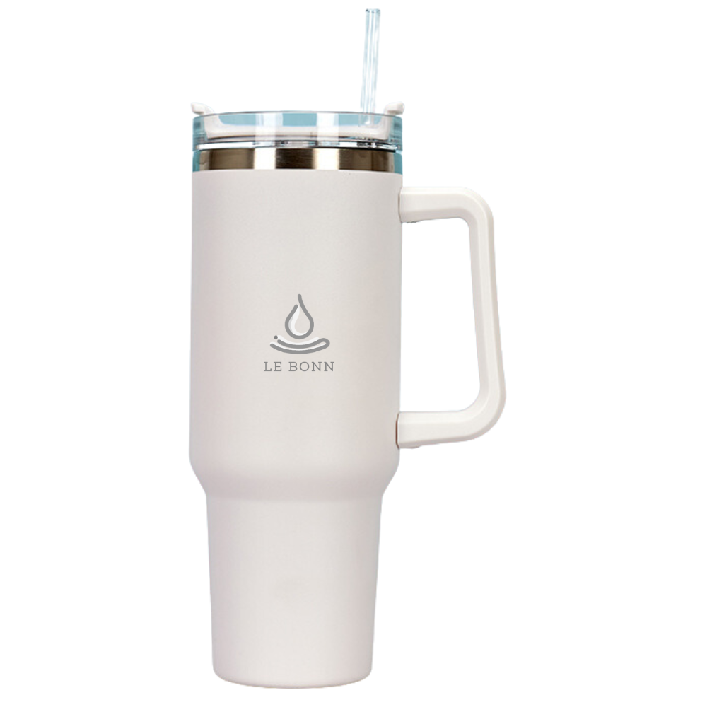 Le Bonn - Grijs - Thermosbeker met Handvat en Rietje to go